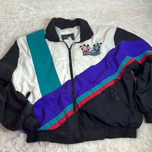 Vintage Windbreaker Jacket - Black, White, Purple